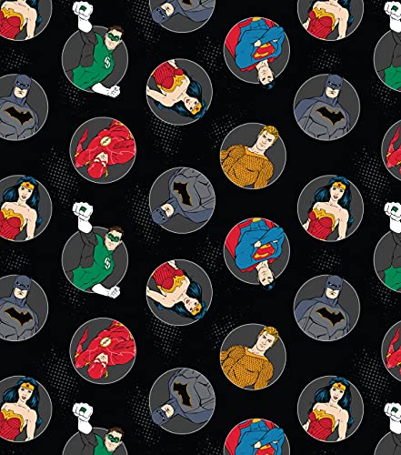 Camelot Crafts Quilting Cotton for Sewing x 2 Yards ‚Äö√Ñ√¨ DC Comics Justice Badges - 100% Cotton - Soft, Decorative Material - Pre-Cut 44-45 Inches Wide by Camelot Fabrics (Justice Badges)