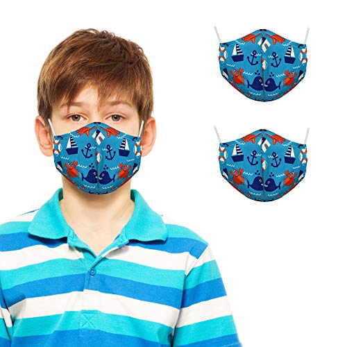 Primeware Protective Reusable Kids Face Mask 2 Layers Cloth Mask (Pack of 2) (Nautical Icons)
