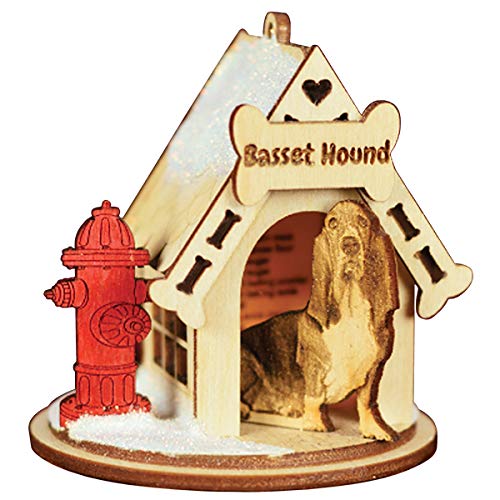 Ginger Cottages Basset Hound Dog Tea Light Display Wooden Christmas Ornament for Christmas Tree