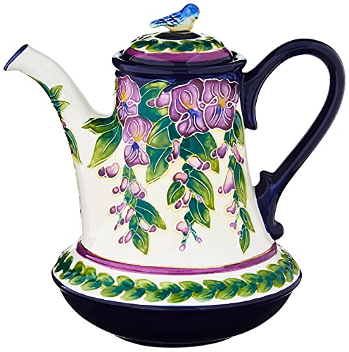 Blue Sky Clayworks Clayworks Wisteria Teapot, 8.5 x 6.5 x 8"