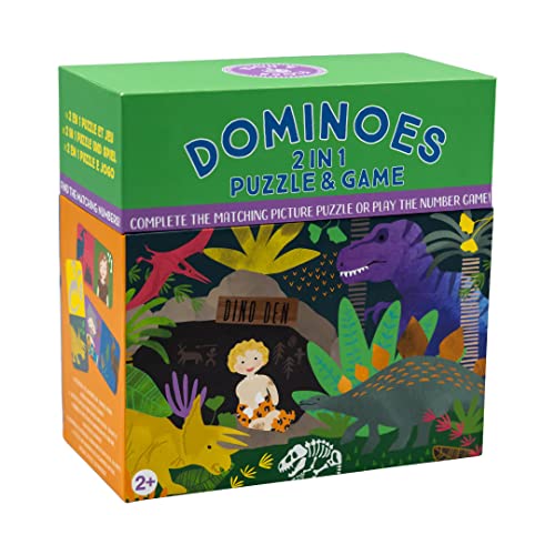 Floss & Rock Dino Kids Reversible Dominoes, Includes 28 Double Sided Cards, 5.9 Inch