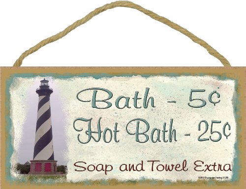 Blackwater Trading Lighthouse Bath 5 Cents Soap and Towel Extra Bathroom Bath Decor 5"x10" Sign