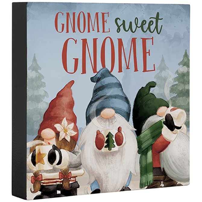 Carson Home Accents Gnome Sweet Gnome Square Sitter, 6-inch Height