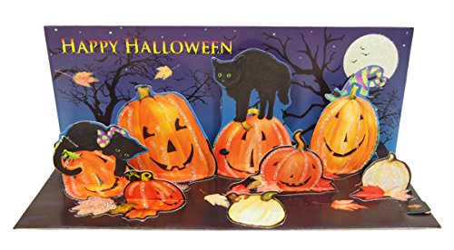 Up with Paper A247 Jack O Lantern Cats Panoramics Card, 9-inch Length
