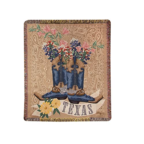 Manual Texas Bluebonnets Mini Tapestry Throw Blanket, 50" x 60", Cotton, Brown