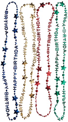 Beistle 57258-ASST Happy Birthday Letter Beaded Necklaces, Multicolored