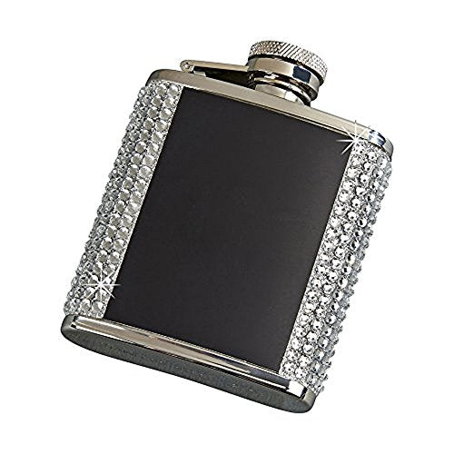 Creative Gifts Crystal Flask W/Black ENG Plates