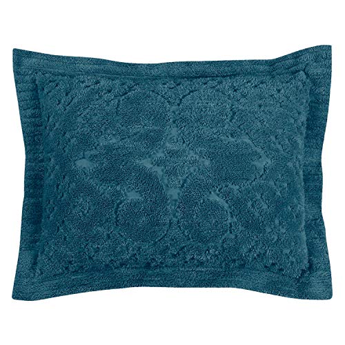 Better Trends Ashton Collection is Super Soft and Light Weight in Medallion Design 100 Pecent Cotton Tufted Unique Luxurious Machine Washable Tumble Dry, Standard Sham, Teal