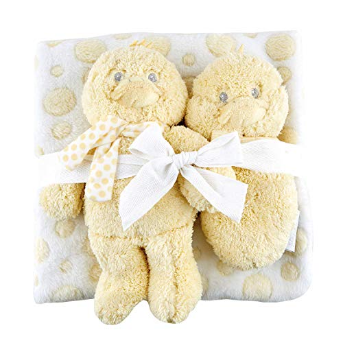 Creative Brands Stephan Baby Snuggle Fleece Crib Blanket, Plush Toy & Rattle Gift Set, Yellow Duck