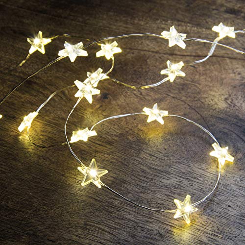 Primitives by Kathy 17949 Submergeable Copper Shaped String Lights, 46-Inches Long, Clear Stars