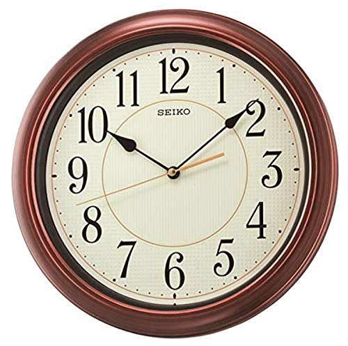 Seiko Numbered Wood Finish Wall Clock, Brown