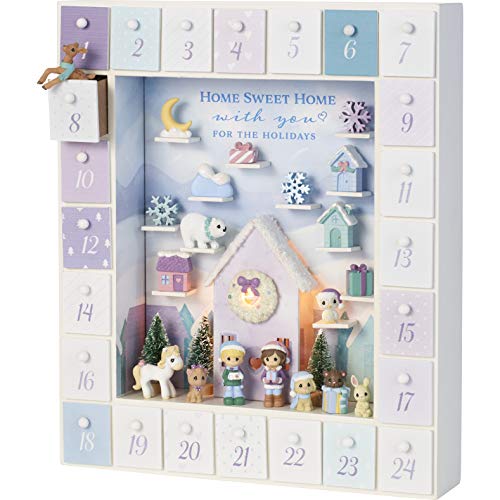 Precious Moments 201407 Winter Moments LED Wood/Resin Advent Calendar, One Size, Multicolored