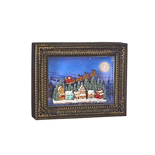 RAZ Imports 2021 Holiday Water Lanterns 10" Flying Santa Lighted Water Picture Frame
