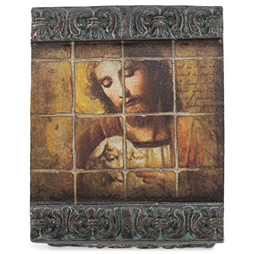 Roman Tile Art Jesus and Lamb Keepsake Box, 1.5-Inch Height