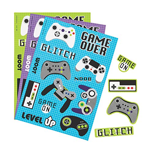 Fun Express GAMER STICKER SHEETS - Stationery - 24 Pieces