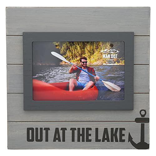 Pavilion - Out At The Lake Wood Tabletop Picture Frame, Holds 4 x 6-inch Photo, Lake House Decor, Lake Gift, Lake Vacation Photo Frame, 1 Count, 8.75 x 8.75 inches Overall in Size