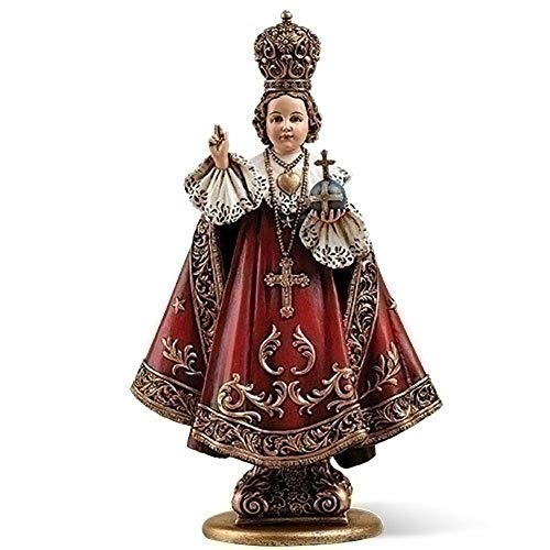 Roman Infant Of Prague With Cross Royal Red Robes 2 x 6 Inch Resin Stone Tabletop Figurine