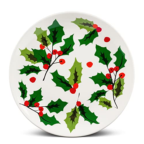 Abbott Collection  27 CKPL Allover Holly Small Plate, White/Green