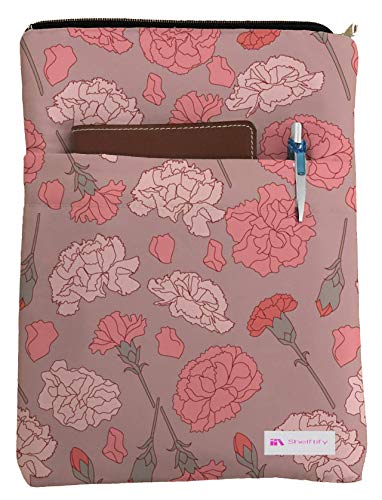 Shelftify Carnation Book Sleeve - Book Cover for Hardcover and Paperback - Book Lover Gift - Notebooks and Pens Not Included