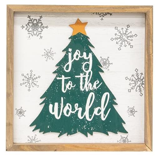 Joy To The World Christmas Tree Framed Sign