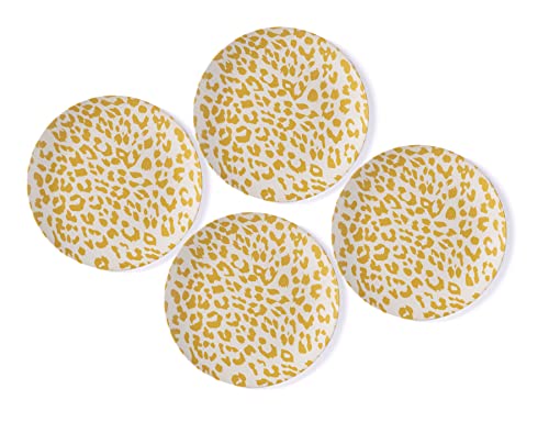 Shiraleah Ainsley Set of 4 Yellow Animal Print Melamine Dinner Plates