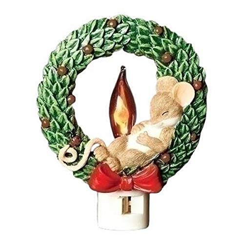 Roman Charming Tails Mouse in Wreath Night Light