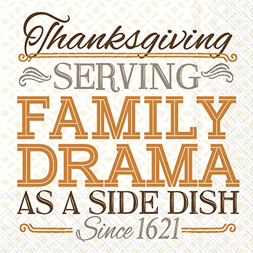 Boston International Rosanne Beck Fall Autumn Halloween Thanksgiving IHR 3-Ply Paper Napkins, 20-Count Cocktail Size, Serving Family Drama