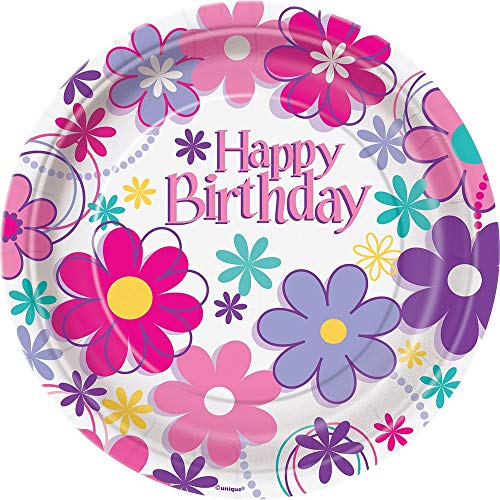 Unique Industries Blossom Birthday Dessert Plates, 8ct