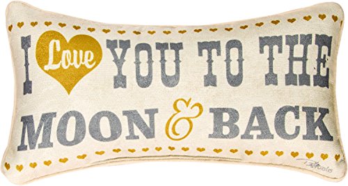 Manual Woodworkers & Weavers Word Throw Pillow, I Love You to The Moon and Back, 17 x 9