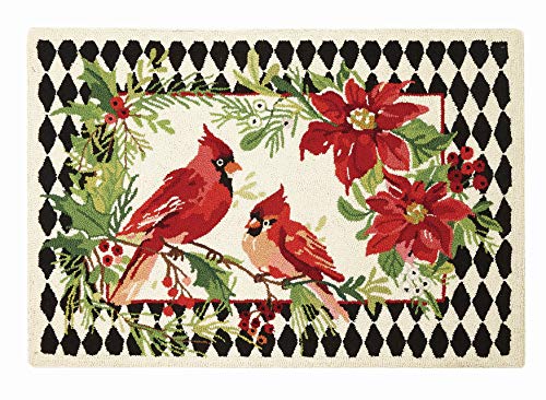 Peking Handicraft 31SW204C40 Harlequin Cardinal Holiday Hook Rug, 40-inch Long, Wool