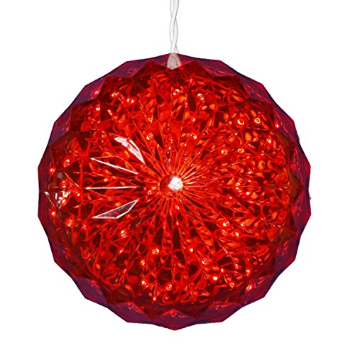 Vickerman Red LED Lighted Hanging Crystal Sphere Ball Outdoor Christmas Decoration 6"