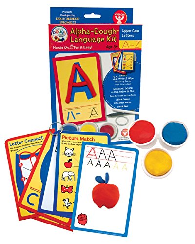 Hygloss Products, Play Dough Language Kit, Upper Case Letters A-Z, 32 Write & Wipe Cards with Dough
