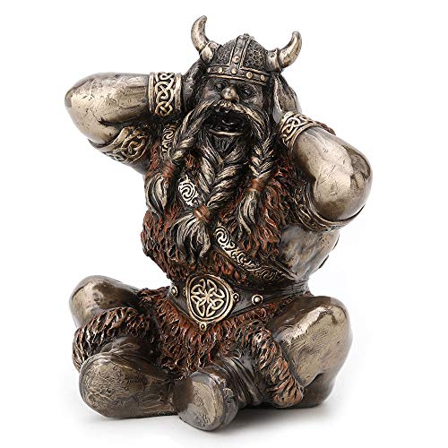Unicorn Studio Veronese Design 3.9 Inch Hear No Evil Cartoon Style Viking Warrior Antique Bronze Finish Statue Figurine