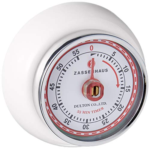 Frieling Zassenhaus Magnetic Retro Kitchen Timer, Classic Mechanical Cooking Timer (White)