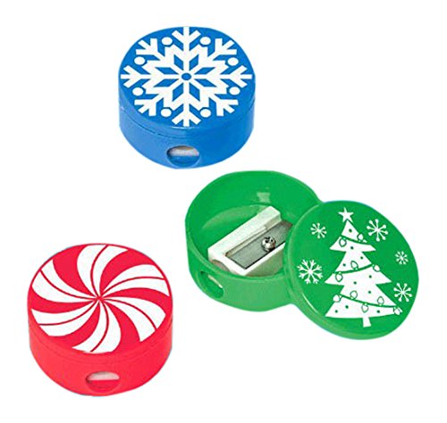 amscan Christmas-Themed Plastic Pencil Sharpeners, 12 Ct. | Party Favor