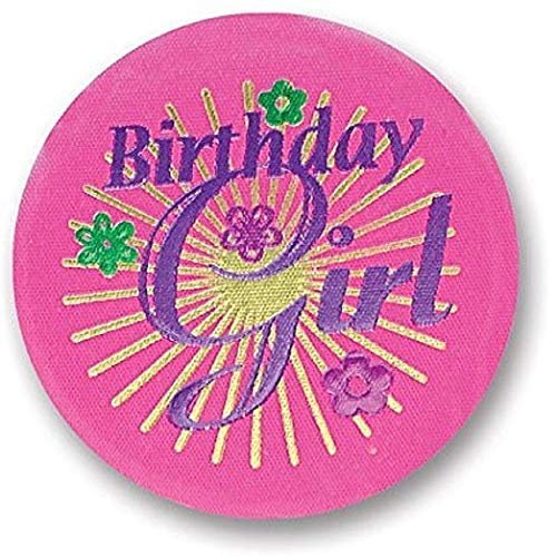 Beistle Birthday Girl Satin Button With Violet Print 2" Party Accessory