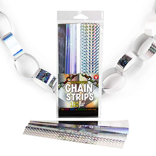 Hygloss Products Super Chain Strips 1" x 8" / 100 Holographic, Silver Count