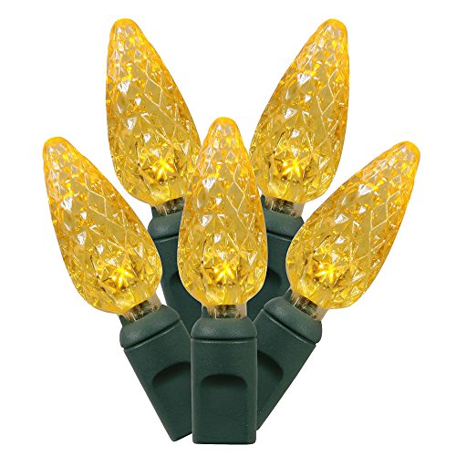 Vickerman 100 Light C6 LED Light Set Yellow Lights on Green Wire