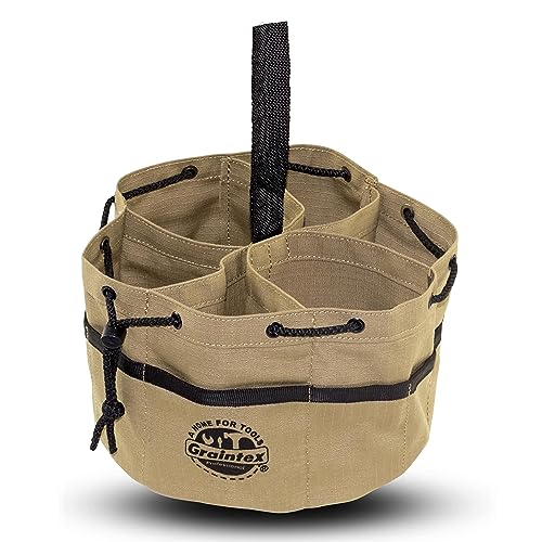 Graintex GB2897 Grab Bag Khaki Color Rip-stop Canvas 18 Pockets Drawstring Closure, Mid Size