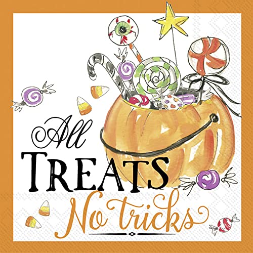 Boston International Rosanne Beck Fall Autumn Halloween Thanksgiving IHR 3-Ply Paper Napkins, 20-Count Cocktail Size, All Treats