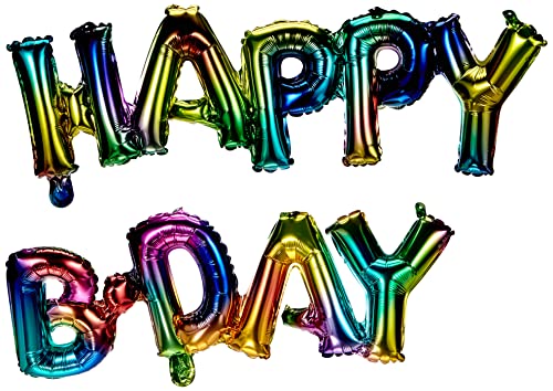 Amscan 3918231"Happy Bday" Party Letter Foil Balloon 10" X 56" - Rainbow Splash