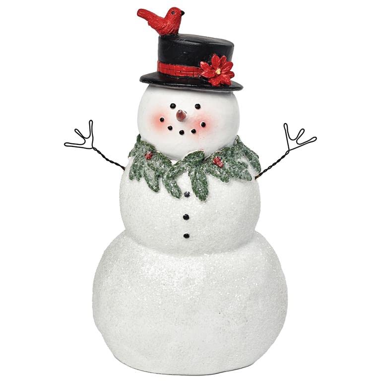 Blossom Bucket Frosted Snowman with Christmas Greens & Poinsettia