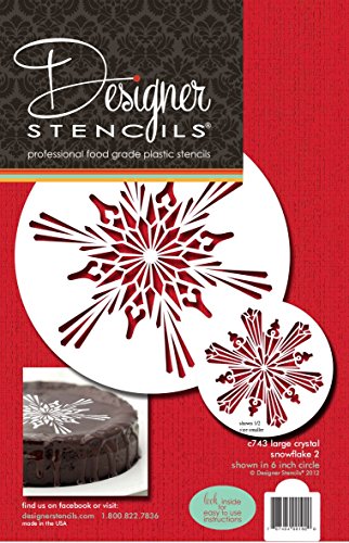 Designer Stencils Large Crystal Snowflakes 2 Cake Stencils, Beige/semi-transparent
