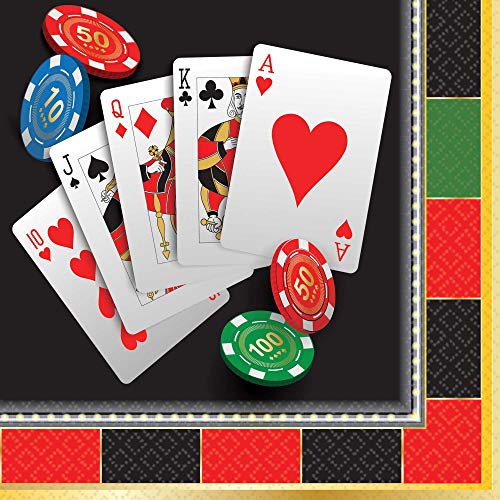 Amscan Casino Party Beverage Napkins, 16 Ct.