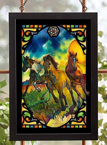 Wild Wings(MN) Wild Wings 5386498020 Stained Glass Art (Freedom Horses)