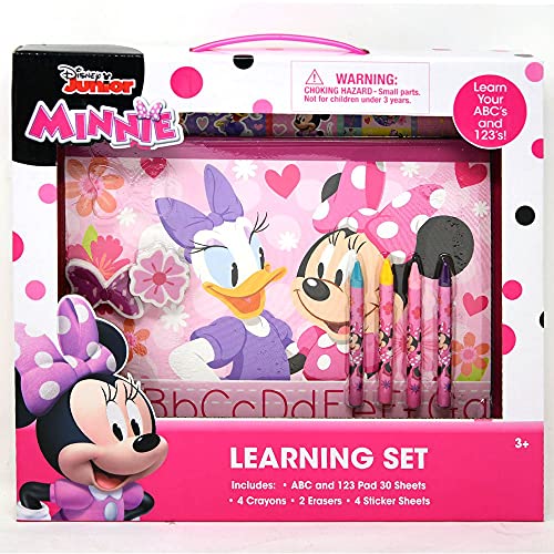 UPD Innovative Designs Minnie Mouse Learning Set - Fun ABC Tracing Sheets for Kindergarten and Preschool, Practice Writing Numbers Workbook and Alphabet Tracing Book with Crayons, Erasers and Stickers