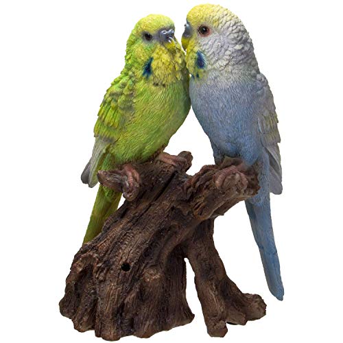 Pacific Trading Giftware Parakeets Perching on Branch with Motion Activated Bird Sound Collectible Figurine