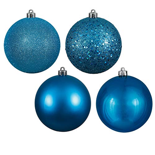 Vickerman 3" Turquoise 4-Finish Ornament Assortment, 32 per Box