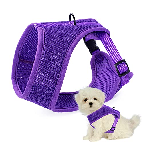 Mile High Life | Dog Cat Vest Harness | No Choke Pull | Easy Step-in | Breathable Soft Mesh Padding | Puppy Training Halter | Solid Purple | Small Girth (13.2"-19.7")