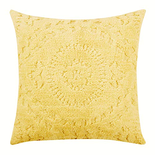 Better Trends Rio Collection is super soft and light weight in Floral Design 100 Percent Cotton Tufted Unique Luxurious Machine Washable Tumble Dry, Euro Sham, Yellow